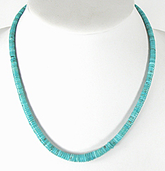 Authentic Native American 21 inch turquoise heishi necklace by Santo Domingo artisan Lupe Lovato