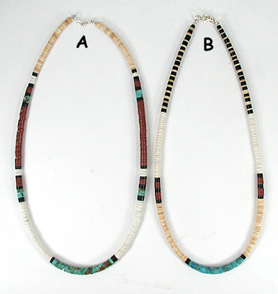 Authentic Native American 25 inch graduated Melon Shell Heishi  Necklace by Torevia Crespin, Santo Domingo