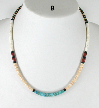 Authentic Native American 25 inch graduated Melon Shell Heishi Necklace by Torevia Crespin, Santo Domingo