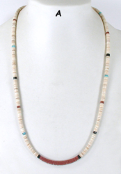 Authentic Native American 25 inch graduated Melon Shell Heishi  Necklace by Torevia Crespin, Santo Domingo