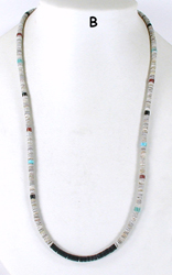 Authentic Native American 25 inch graduated Melon Shell Heishi  Necklace by Torevia Crespin, Santo Domingo