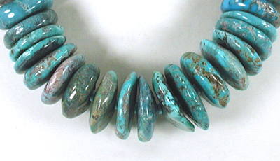 Authentic Native American Heishi 21 inch graduated  turquoise Heishi  Necklace by Taos artisan Fred Archuleta