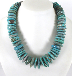 Authentic Native American Heishi 21 inch graduated  turquoise Heishi  Necklace by Navajo artisan Billy Archuleta