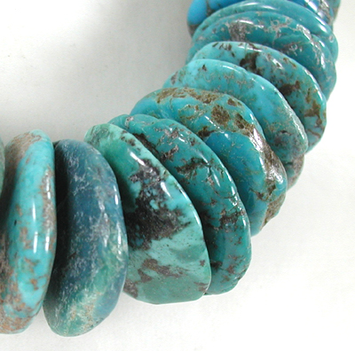 Authentic Native American Heishi 21 inch graduated  turquoise Heishi  Necklace by Taos artisan Fred Archuleta