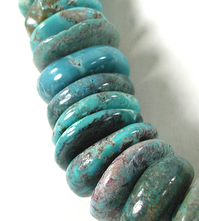 Authentic Native American Heishi 21 inch graduated  turquoise Heishi  Necklace by Taos artisan Fred Archuleta