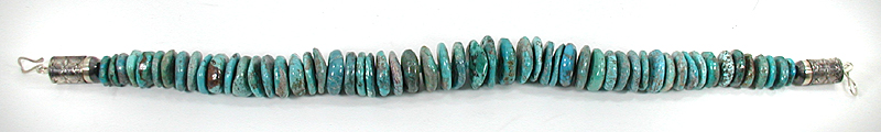 Authentic Native American Heishi 21 inch graduated  turquoise Heishi  Necklace by Taos artisan Fred Archuleta