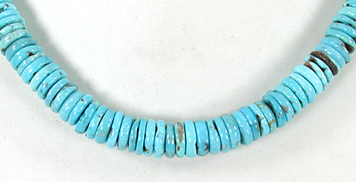 Authentic Native American Heishi 20 inch turquoise Heishi Necklace by Taos artisan Fred Archuleta