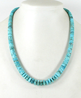 Authentic Native American Heishi 21 inch turquoise Heishi Necklace by Santo Domingo artisan Lupe Lovato