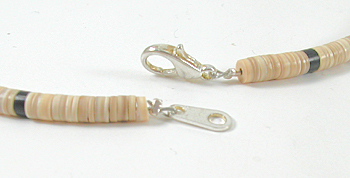 Authentic Native American jewelry 19 inch graduated melon shell Heishi Necklace by Santo Domingo artisan Torevia Crespin