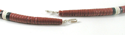 Authentic Native American jewelry 26 inch graduated melon shell Heishi Necklace by Santo Domingo artisan Torevia Crespin