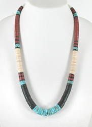 Authentic Native American jewelry 26 inch graduated mixed stone  Heishi Necklace by Santo Domingo artisan Torevia Crespin