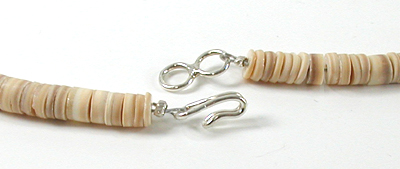 Authentic Native American jewelry 26 inch graduated melon shell Heishi Necklace by Santo Domingo artisan Torevia Crespin