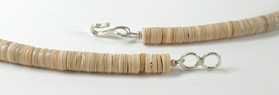 Authentic Native American jewelry 26 inch graduated melon shell Heishi Necklace by Santo Domingo artisan Torevia Crespin