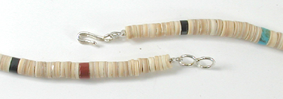 Authentic Native American jewelry 26 inch graduated melon shell Heishi Necklace by Santo Domingo artisan Torevia Crespin