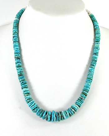 Authentic Native American Heishi 21 inch turquoise Heishi Necklace by Navajo artisan Tammy Nolcott