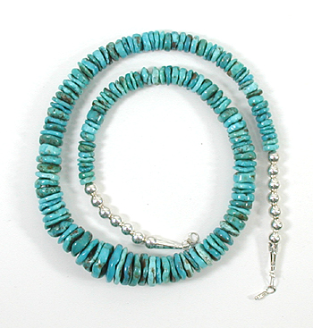 Authentic Native American Heishi 21 inch turquoise Heishi Necklace by Navajo artisan Tammy Nolcott