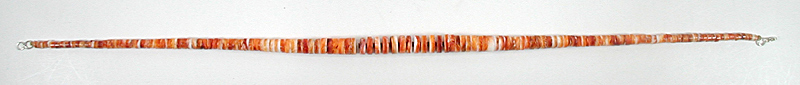 Authentic Native American Heishi 17 inch Orange Spiny Oyster Heishi Necklace by Santo Domingo artisan Ramon Calavaza