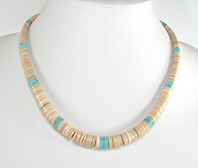 Authentic Native American Heishi 18 1/2 inch melon shell heishi Necklace by Santo Domingo artisan Torevia Crespin