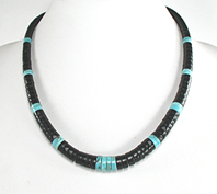 Authentic Native American Heishi 19 inch jet heishi Necklace by Santo Domingo artisan Torevia Crespin