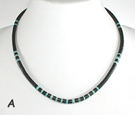 Authentic Native American Heishi 19 inch jet heishi Necklace by Santo Domingo artisan Delbert Crespin