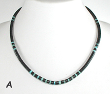 Authentic Native American Heishi 19 inch jet heishi Necklace by Santo Domingo artisan Delbert Crespin