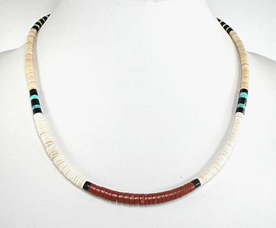 Authentic Native American Heishi 19 inch heishi Necklace by Santo Domingo artisan Torevia Crespin