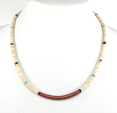 Authentic Native American Heishi 19 inch heishi Necklace by Santo Domingo artisan Torevia Crespin