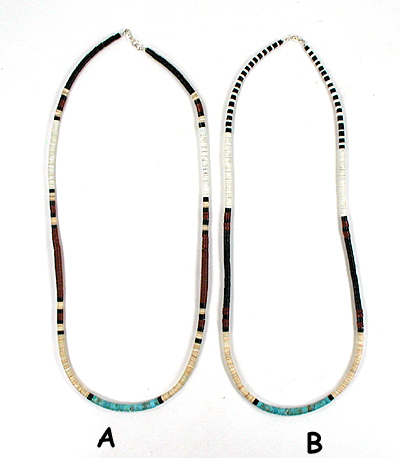 Authentic Native American Heishi 26 inch jet heishi Necklace by Santo Domingo artisan Torevio Crespin