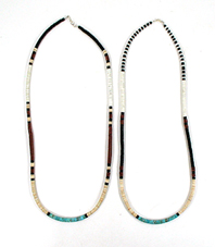 Authentic Native American jewelry 26 inch graduated mixed stone  Heishi Necklace by Santo Domingo artisan Torevia Crespin