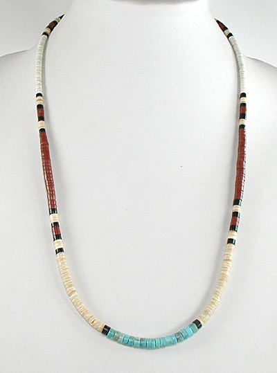 Authentic Native American Heishi 26 inch jet heishi Necklace by Santo Domingo artisan Torevio Crespin