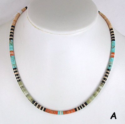 Mixed Stone heishi necklace 18 inch