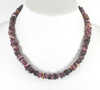 Authentic Native American Heishi 17 inch Purple Spiny Oyster Nugget Choker Necklace by Navajo artisan Tammy Nolcott