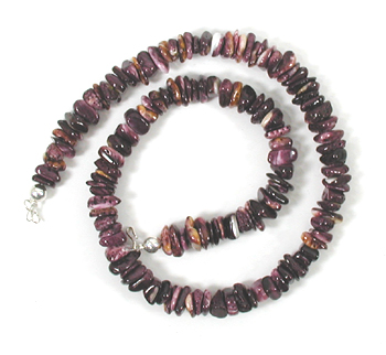 Authentic Native American Heishi 17 inch Purple Spiny Oyster Nugget Choker Necklace by Navajo artisan Tammy Nolcott