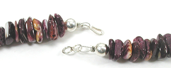 Authentic Native American Heishi 17 inch Purple Spiny Oyster Nugget Choker Necklace by Navajo artisan Tammy Nolcott