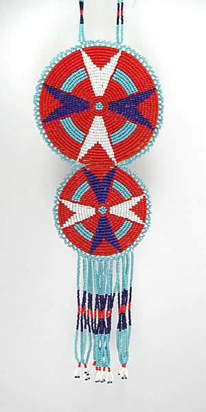 Authentic Native American hand beaded Double Medallion Necklace by Oglala Lakota artisan