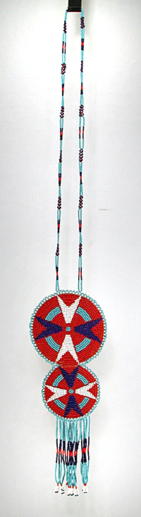 Authentic Native American hand beaded Double Medallion Necklace by Oglala Lakota artisan