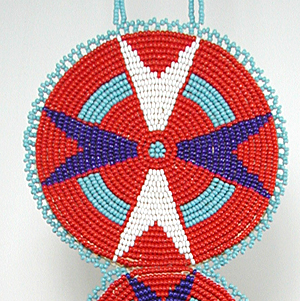 Authentic Native American hand beaded Double Medallion Necklace by Oglala Lakota artisan