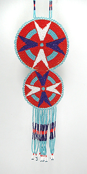 Authentic Native American hand beaded Double Medallion Necklace by Oglala Lakota artisan