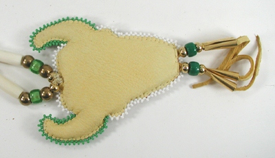 Authentic Native American Lakota bead necklace and hand beaded Buffalo Skull Pendant by Lakota artist Alan Monroe