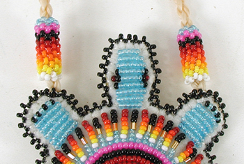 Authentic Native American Lakota hand beaded Prison Turtle Pendant with braided necklace by Lakota artist Shannon Fast Horse