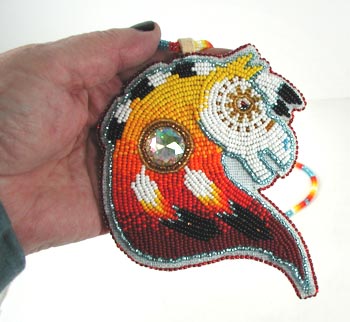Authentic Native American hand beaded necklace and horse pendant by Lakota artisan Shannon Fast Horse