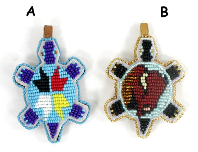Authentic Native American hand bead Turtle Pendant by Lakota prison inmates