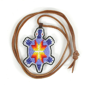 Authentic Native American hand bead Turtle Pendant by Lakota prison inmates
