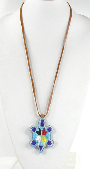 Authentic Native American hand bead Turtle Pendant by Lakota prison inmates