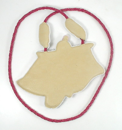 Authentic Native American hand beaded fancy dancer pendant on Braided Leather Necklace by Lakota prison inmate