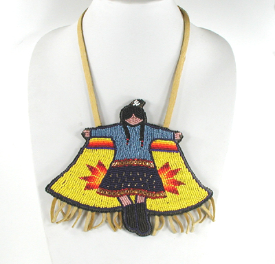 Authentic Native American hand Beaded Fancy Dancer Necklace by Lakota artisan Shannon Fast Horse