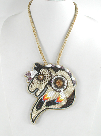 Authentic Native American hand beaded horse necklace by Lakota artisan Shannon Fast Horse