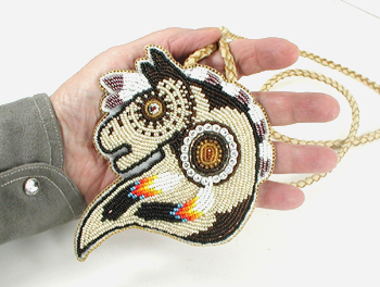Authentic Native American hand beaded horse necklace by Lakota artisan Shannon Fast Horse