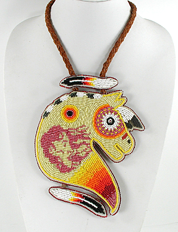 Authentic Native American hand beaded horse necklace by Lakota artisan Shannon Fast Horse