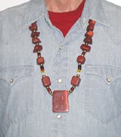 Authentic Native American Indian pipestone catlinite nugget necklace by Lakota artist Alan Monroe